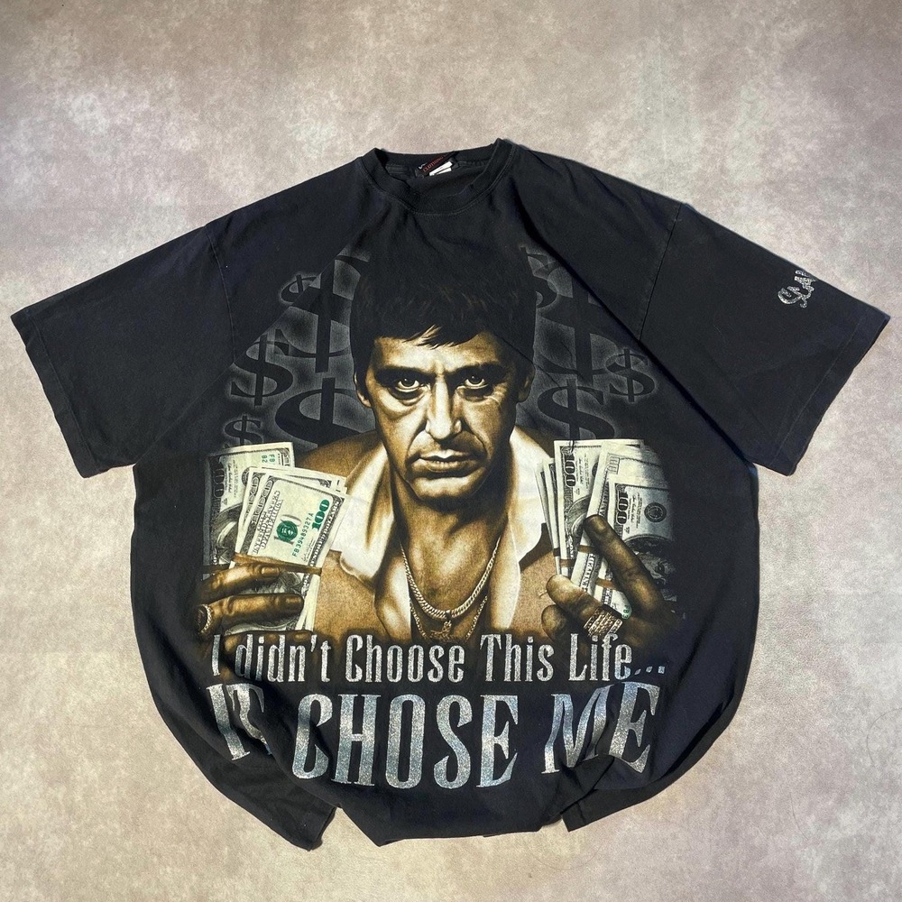 Vintage Scarface Al Pacino Money "I Didn't Choose This Life" Graphic Tee Shirt